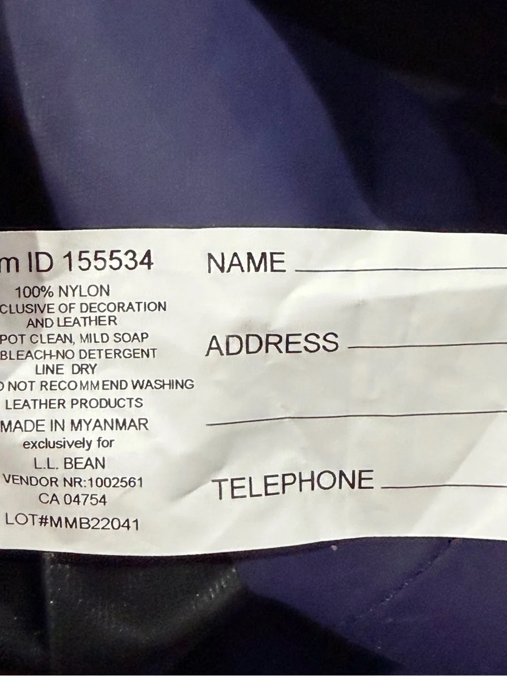 L.L. Bean sturdy bean